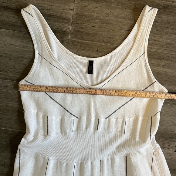 Italian Inizio Magic 2 Pocket Sleeveless White/Black Striped Linen Midi Dress L - Picture 4 of 9